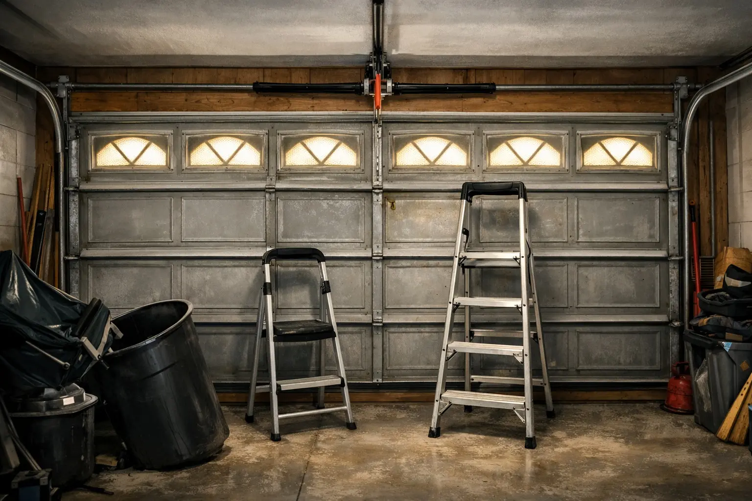 Residential garage interior with overhead door in Tallahassee