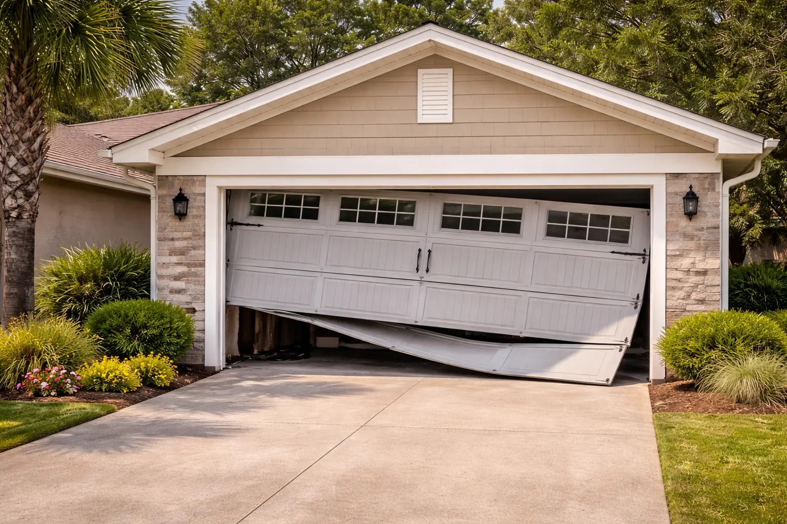 Garage door opener failure causing door to stop halfway in Tallahassee