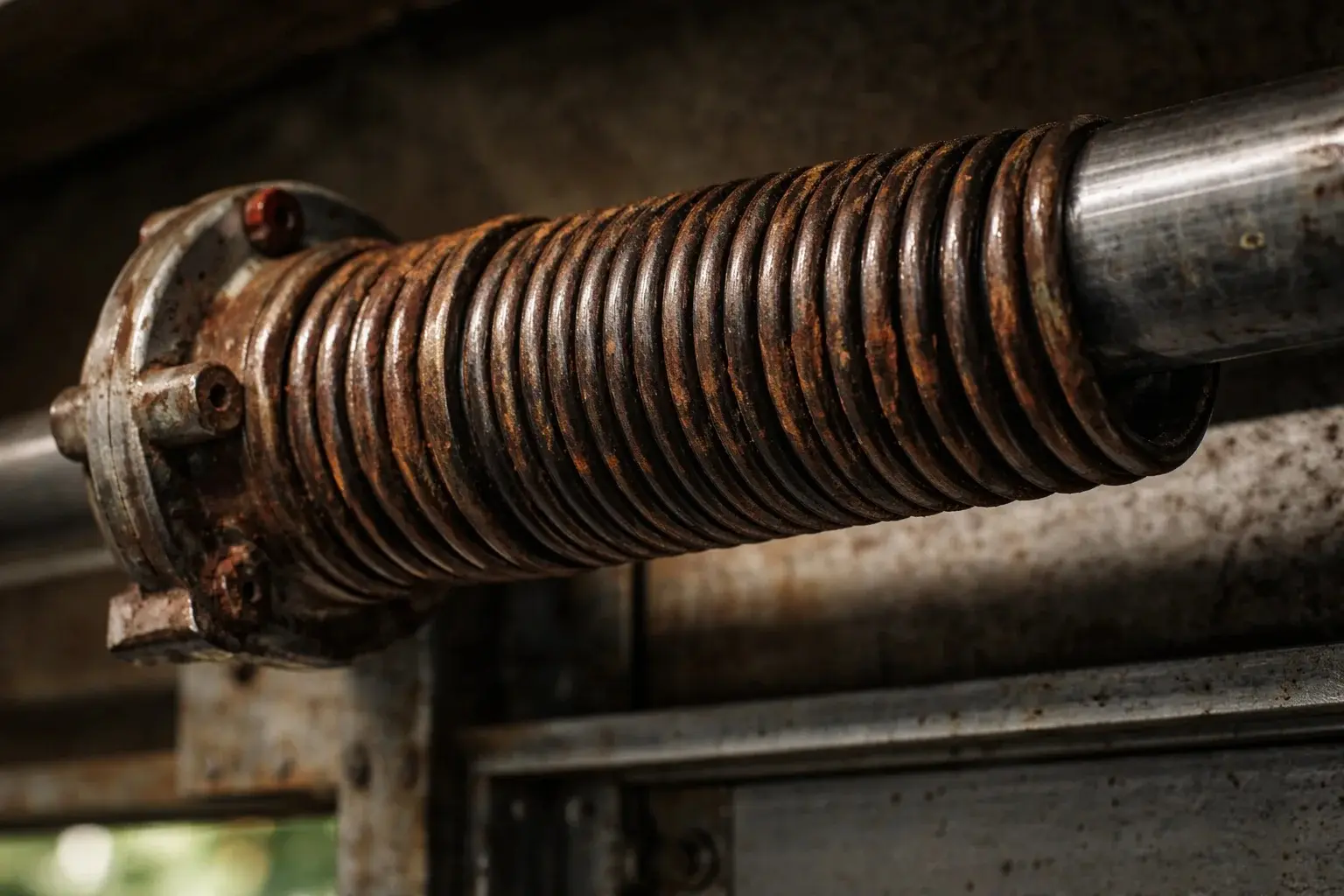 Garage door repair technician inspecting parts in Bradfordville Tallahassee