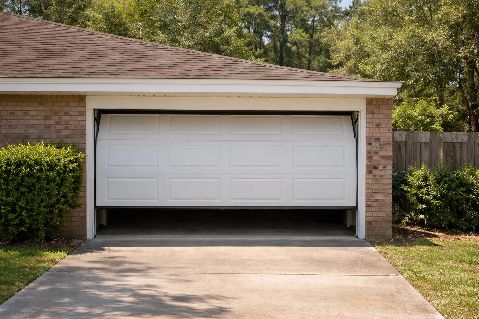 New residential garage door installed at home in Tallahassee Florida